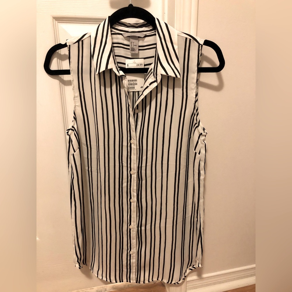 H&M Striped Sleeveless Button-up Blouse - NWT